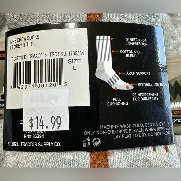 Mountain Club Men’s Gray Work Crew Socks Bundle NWT Size Large shoe 8-12 - Picture 3 of 3